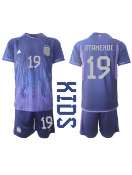 Argentina Nicolas Otamendi #19 Replika Borta Kläder Barn VM 2022 Kortärmad (+ byxor)